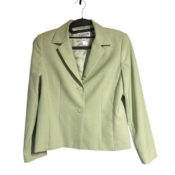 VTG Pendleton Women’s 100% Virgin Wool Green Blazer Jacket ~ Like New ~ Sz 4 - Picture 1 of 9